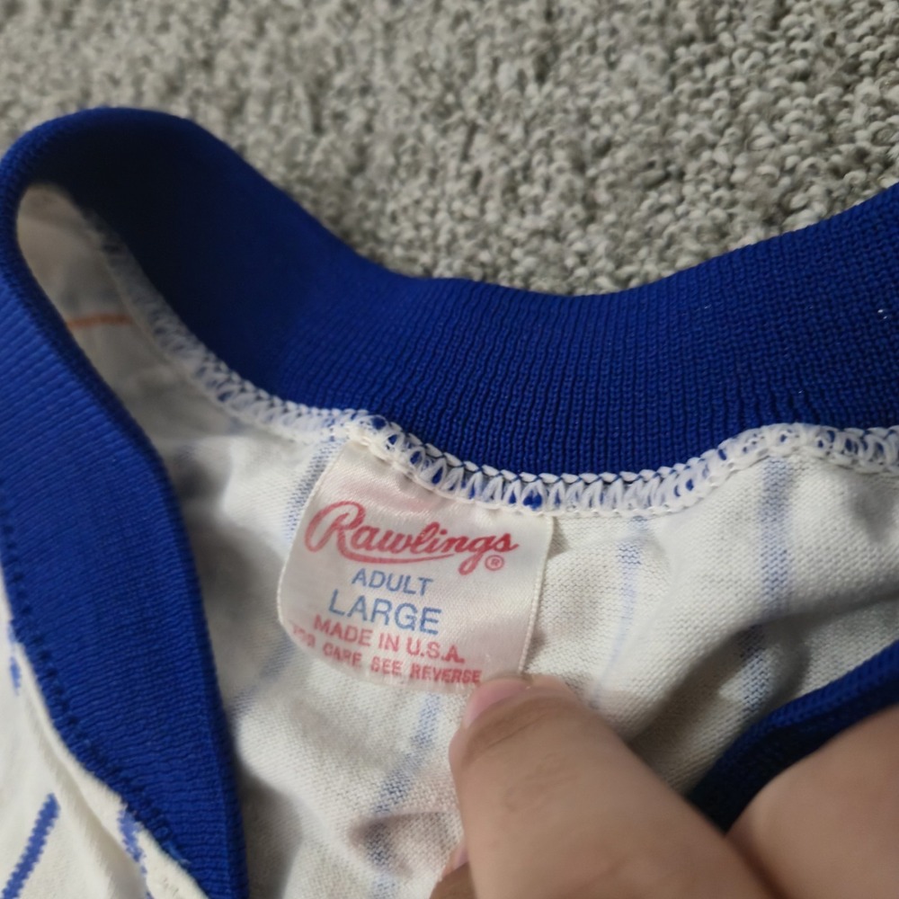 Vintage 80s New York Mets Rawlings Pinstripe MLB Button Jersey Blank Size L USA - Picture 5 of 8